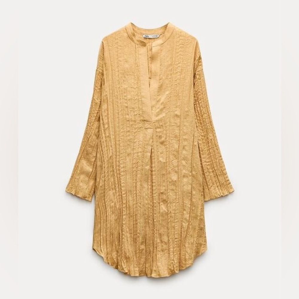 Zara Gold Pleated Dress
